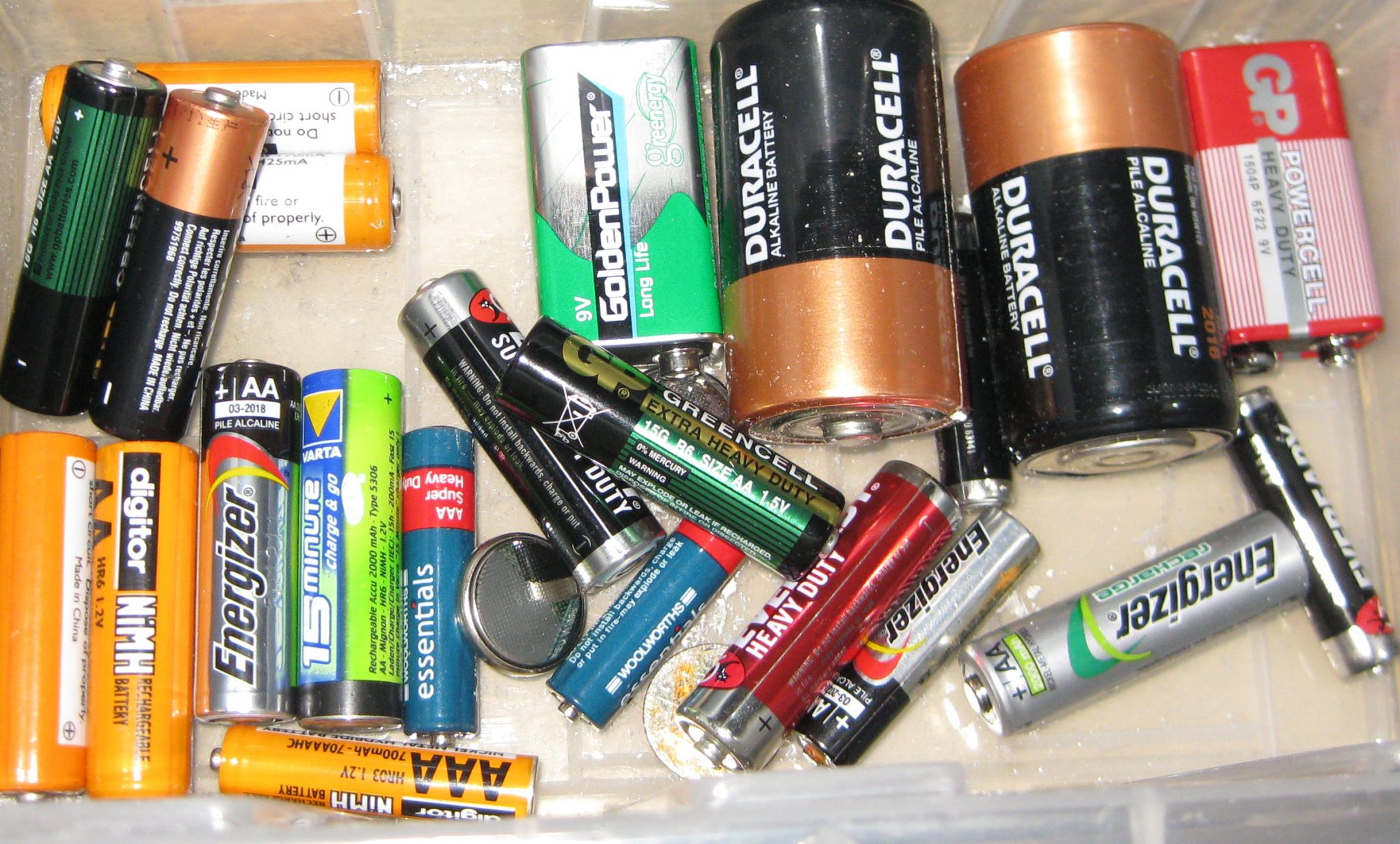 Used batteries stockpiled for recycling